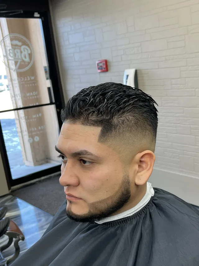 Textured fringe haircut, cut at BR Barber Lounge